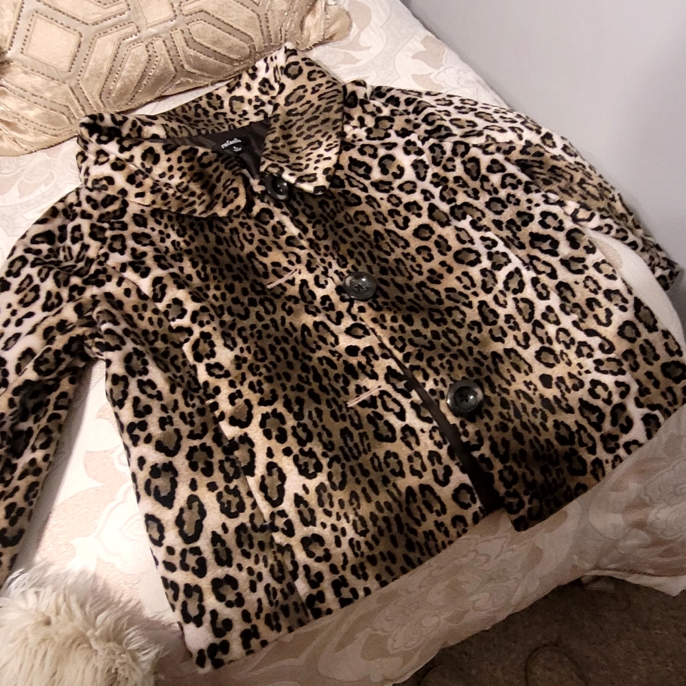 Rafaella Brown Leopard Print Teddy Jacket